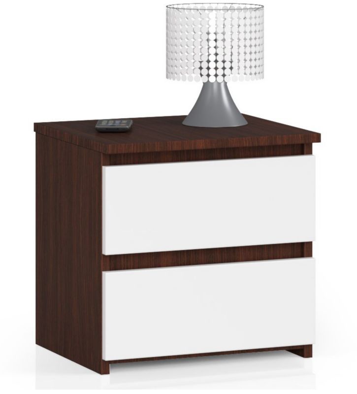 Szafka nocna Akord CL2 Wenge 40 cm 2 szuflady kolor Biały mat 40x35x40 cm 1 szt.