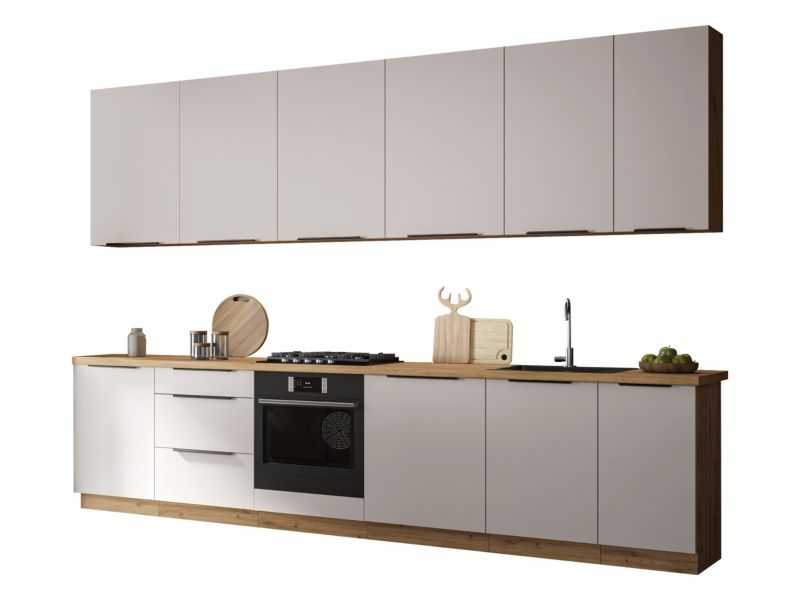 Meble kuchenne z oświetleniem MIRJAN 24 Solea II dąb artisan + kaszmir 1 kpl.