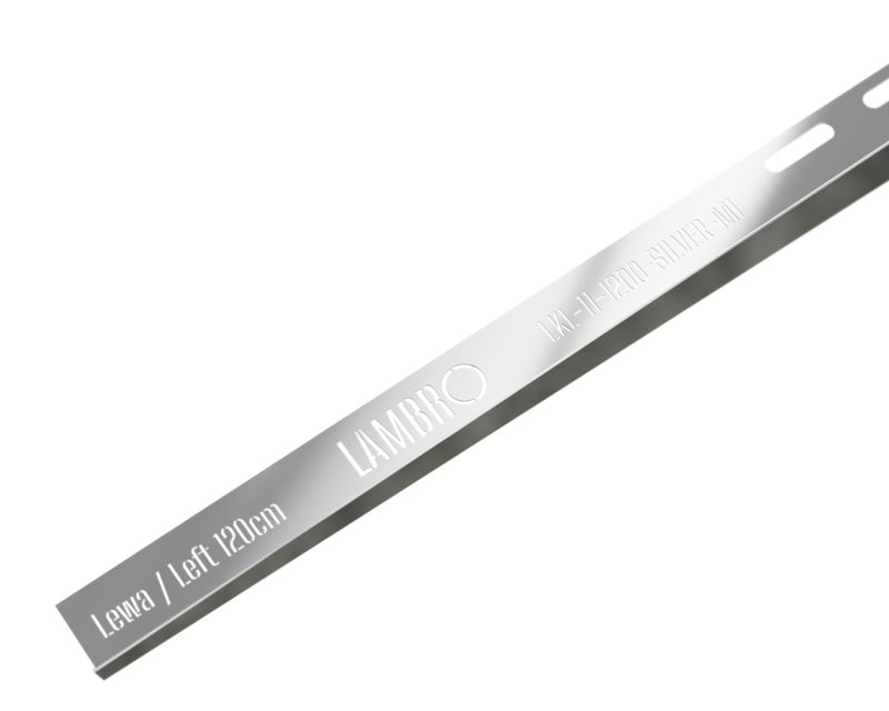 Listwa brodzikowa krawędziowa spadkowa Lambro srebrny połysk 120 cm lewa 1 szt.
