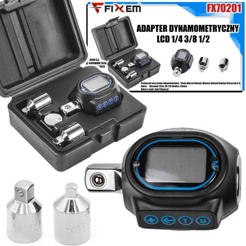 ADAPTER KLUCZ DYNAMOMETRYCZNY LCD 1/4 3/8 1/2 Fixem 1 szt.