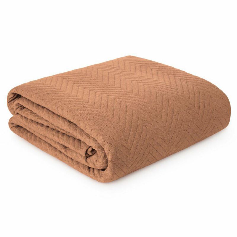 Narzuta LEN/3 Eurofirany 170x210 cm ceglasta jodełka dekoracyjna na łóżko 1 szt.