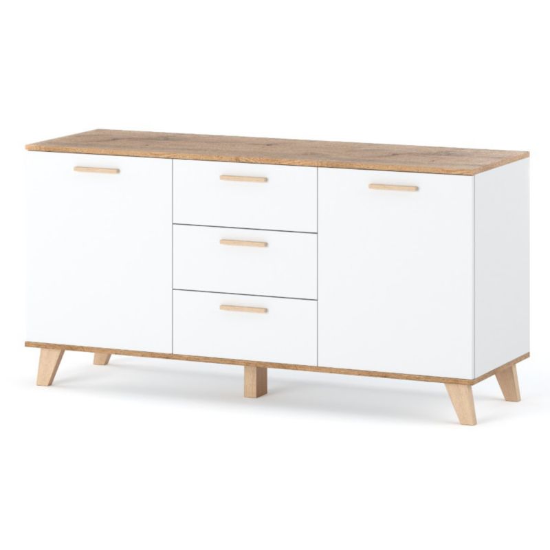 Komoda Hurtownia-Mebli Szuflady 3 Olivier 150 150cm Biały Mat Biały Mat 150x40x75 cm 1szt.