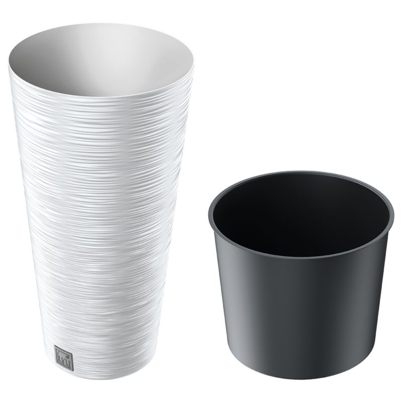 Doniczka wysoka Prosperplast Furu okrągła 25 cm biała