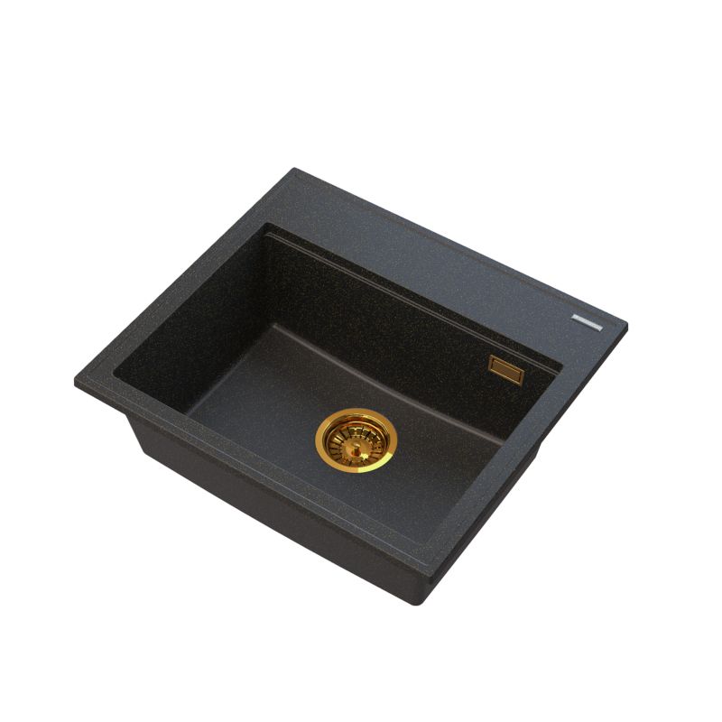 Zlewozmywak Granitowy Granitan Foxal Jednokomorowy Zestaw Zlew Z Syfonem Złoty 1 Kpl.