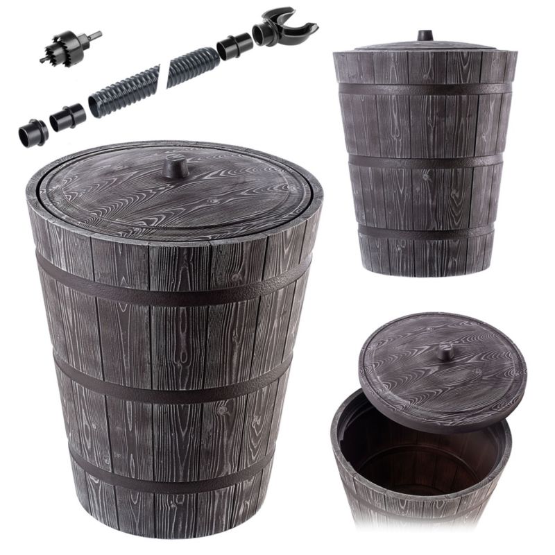 Zbiornik Na Deszczówkę KADAX 275L Wodę Beczka Pojemnik + Zestaw Przyłączeniowy 1szt.