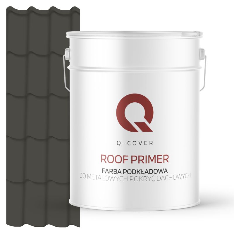 Farba Podkładowa do Metalowych Pokryć Dachowych Q-Cover Szary ciemny RAL7022 10L