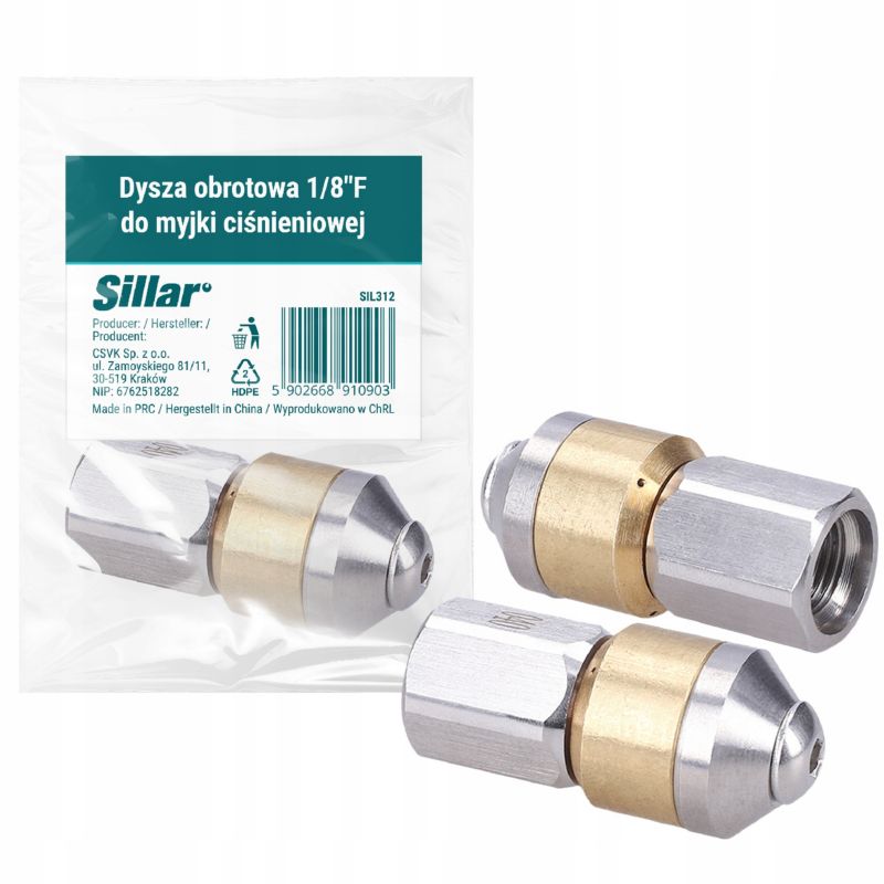 Dysza obrotowa, Sillar, do myjki wysokociśnieniowej Karcher, zamiennik, gwint 1/8"F, stal mosiądz, 1szt