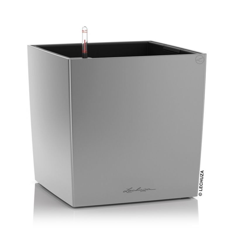 Doniczka Lechuza Do Domu Ogrodu CUBE 40 Srebrny Metalik 1 szt