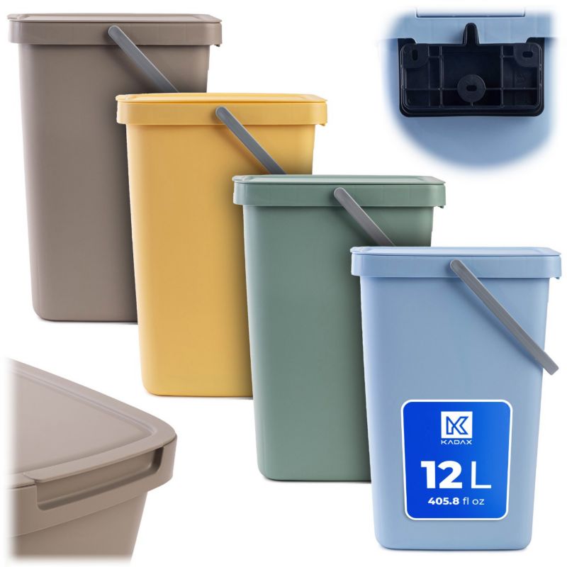 Kosz na śmieci KADAX do segregacji podwieszany wolnostojący 12L, kolor mix 4 szt.