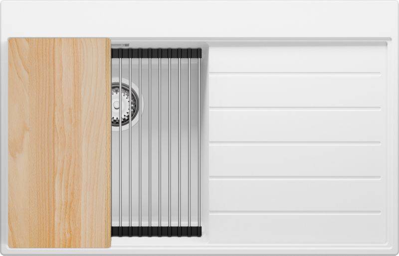 Zlewozmywak Sydney PRIMAGRAN Nablatowy 78x50cm do szafki od 45cm, Biały + Syfon + Akcesoria, S271, 1 szt.