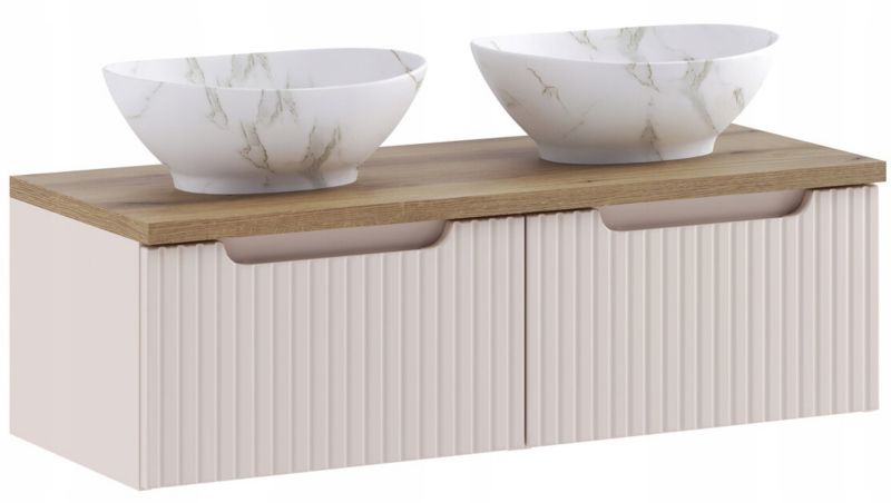 Szafka pod umywalkę Furnidea 100 cm kaszmir z 2 umywalkami Nova Kaszmir 1 szt.