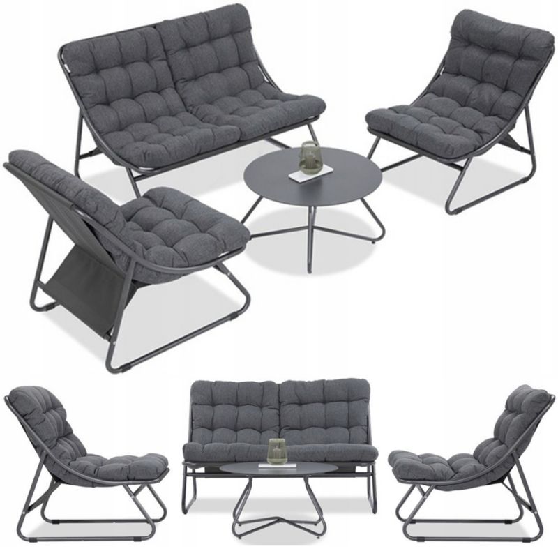 Zestaw Mebli Ogrodowych Meble Ogrodowe VISTA Stolik 2x Fotel Sofa Metalowe 1 szt