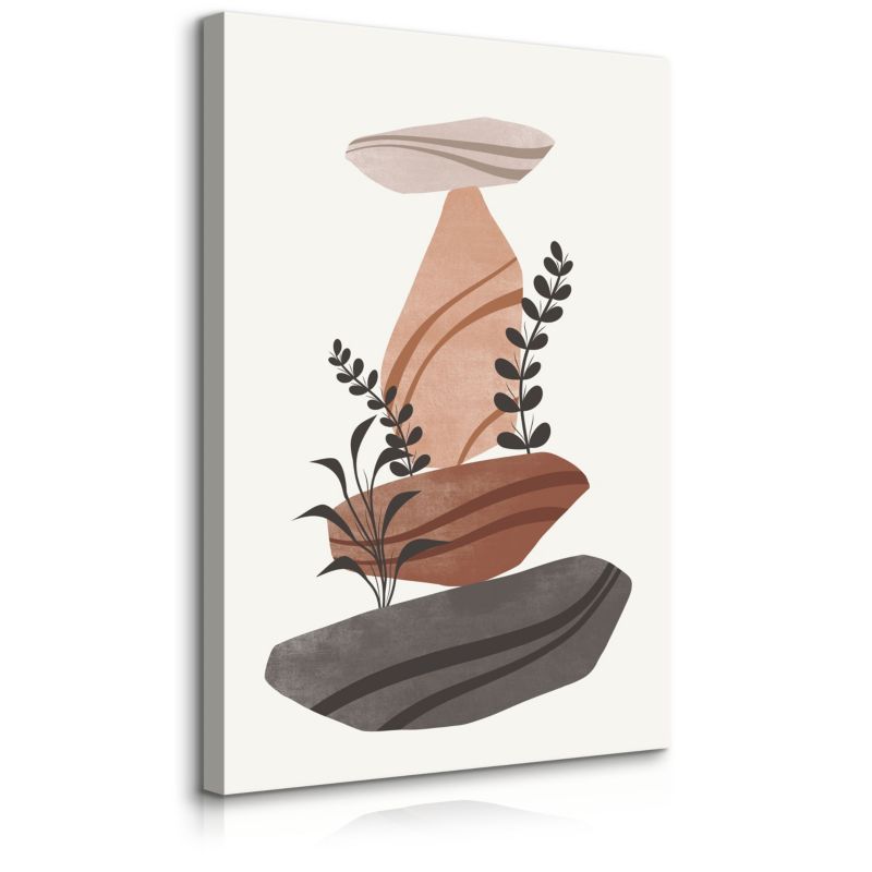Obraz Muralo Do Salonu Skały Liście Gałązki Natura Styl Boho 20x30 cm 1 szt.