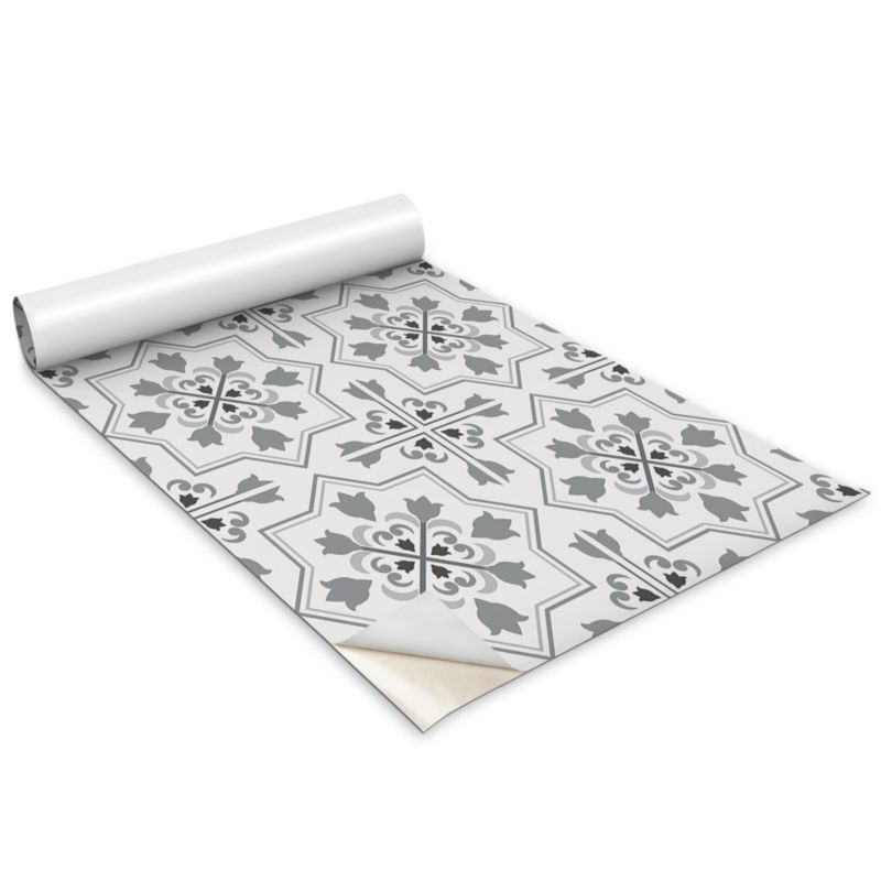 Folia Samoprzylepna Do Mebli Wallfluent 100x50 cm Szary ornament Matowa Okleina Dekoracyjna 1 rol.