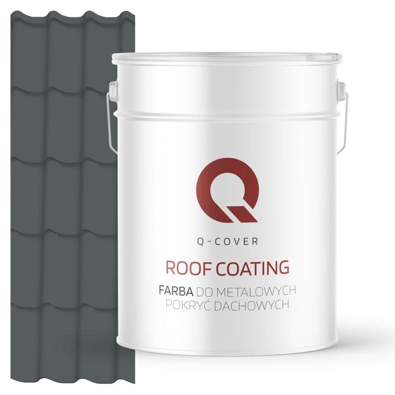 Farba do Metalowych Pokryć Dachowych Q-Cover Szary bazaltowy RAL7012 Mat 10L