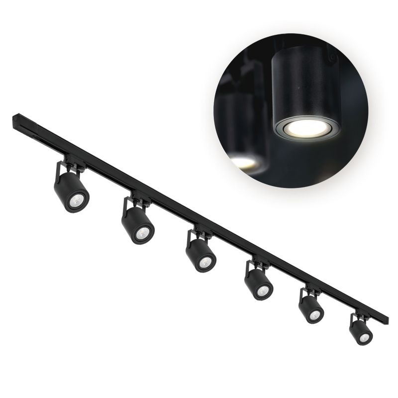 Oświetlenie szynowe 3-fazowe Kobi 6x Reflektor na GU10 + Szyna 2m 1kpl.