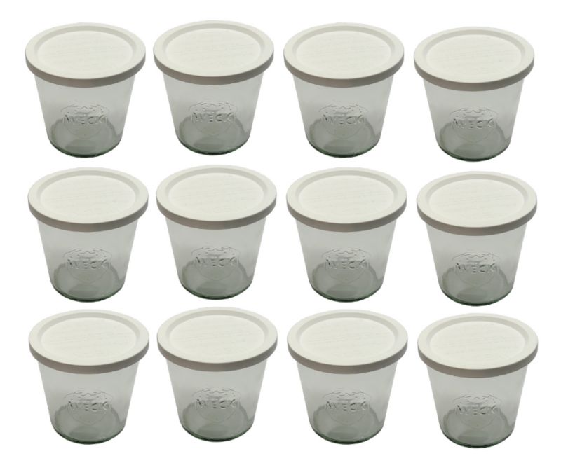 Słoiki MODO24 Weck 580 ml fi 100 mold plastikowe wieka 12 kpl.