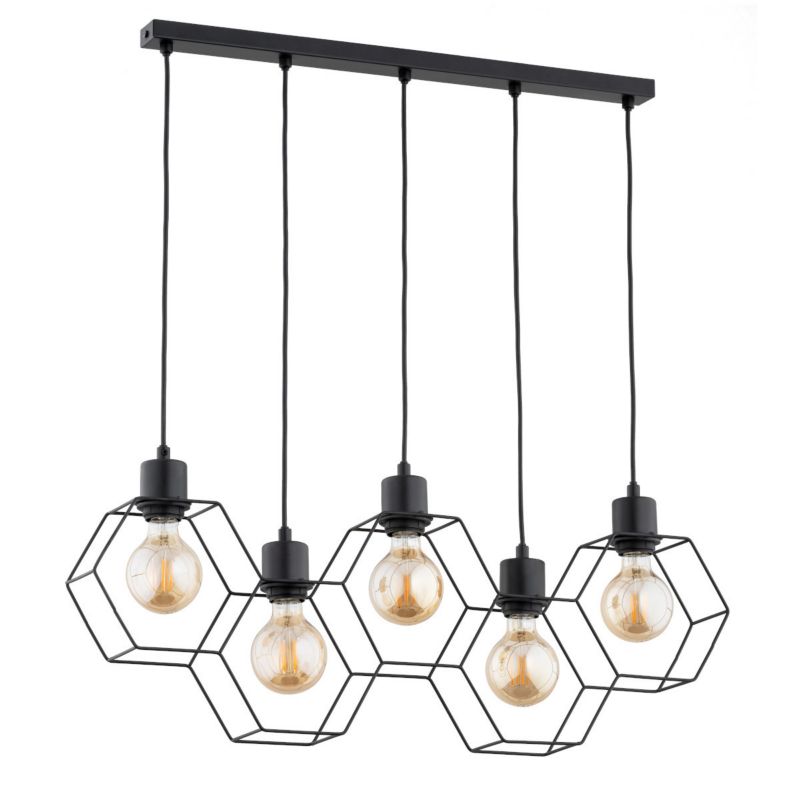 Lampa wisząca Alfa Kombi 1755 czarna nad stół 5xE27 x 15W 1 szt.