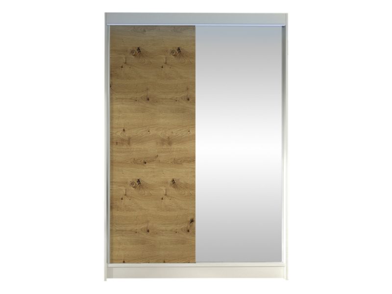 Szafa MIRJAN 24 z drzwiami przesuwnymi Lino I z oświetleniem RGB biały/dąb artisan 1 szt.