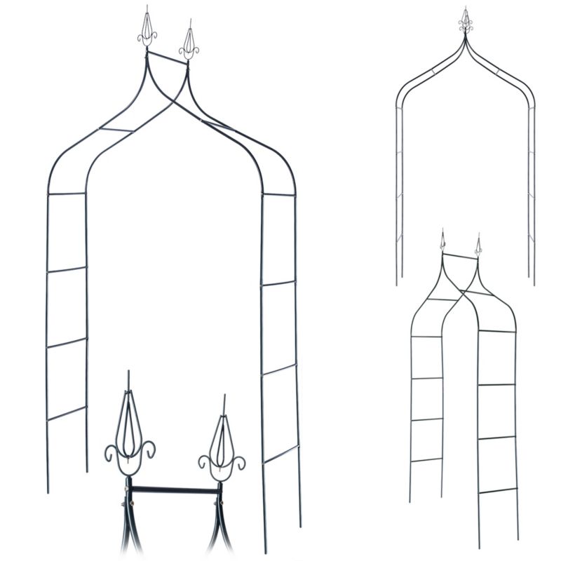 Pergola KADAX Ogrodowa metalowa 255cm Łuk Kwiaty Podpora Do Róż Roślin Pnączy 1 szt.