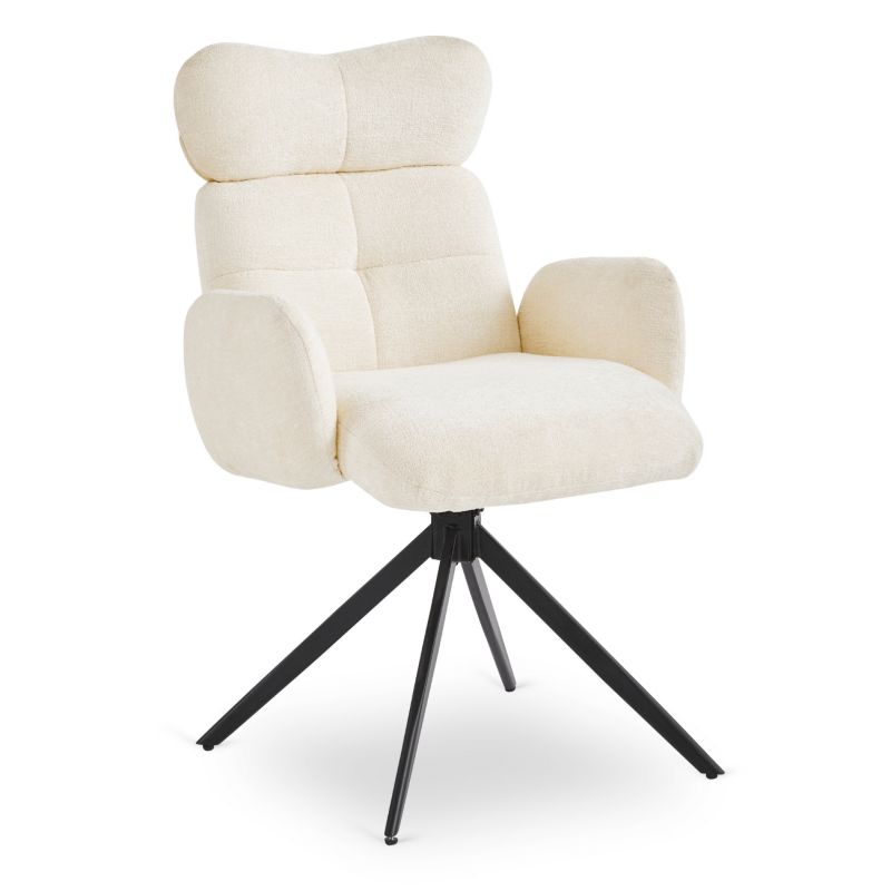 Krzesło Mebel Elite Obrotowe Kubełkowe Tapicerowane Do Jadalni Kremowy ALVARO 1 szt.