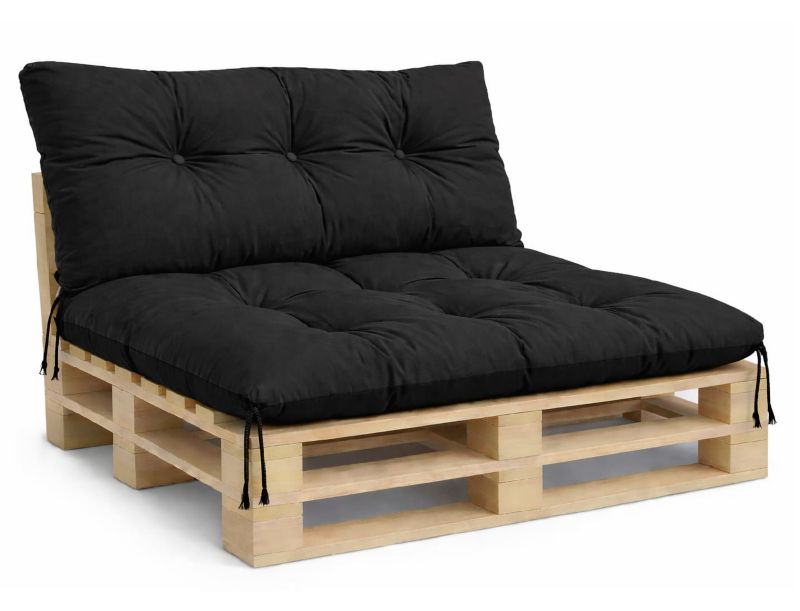 Poduszki ogrodowe MAXSTONE 120x80x40 cm czarne wodoodporne na ławkę paletową huśtawkę 2 szt