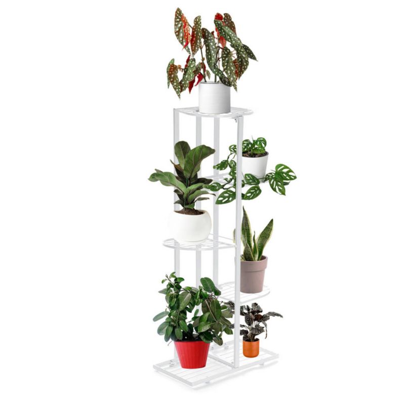 Kwietnik Songmics metalowy stojący na 6 doniczek kwiatów biały 1szt