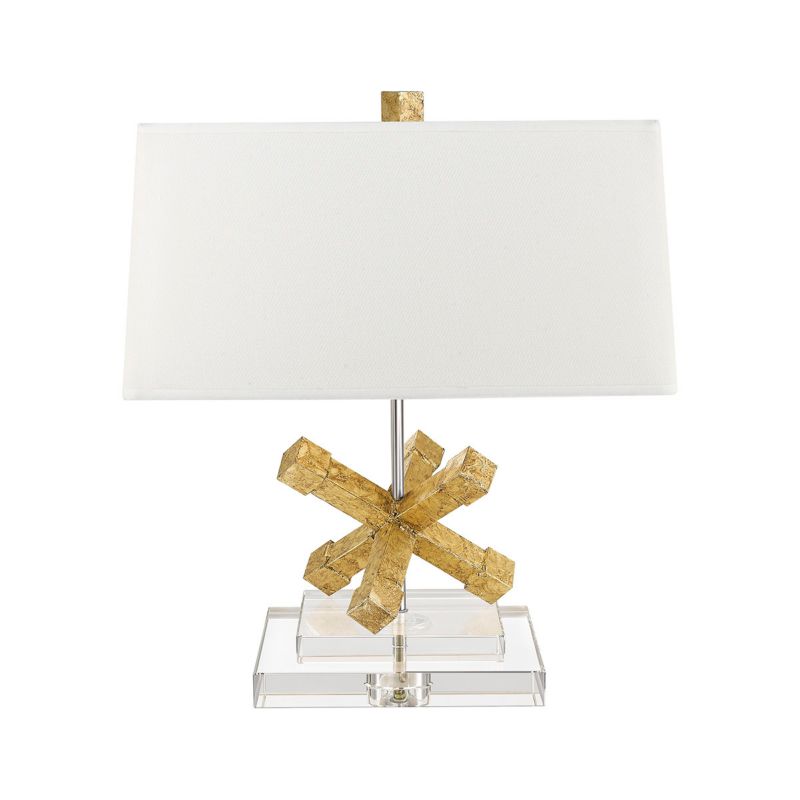 Lampa stołowa Gilded Nola Jackson Square biało-złota 1 x E27 x 60W IP20 wym: 50.8 x 43 x 23.6 cm tkanina - 1 szt.