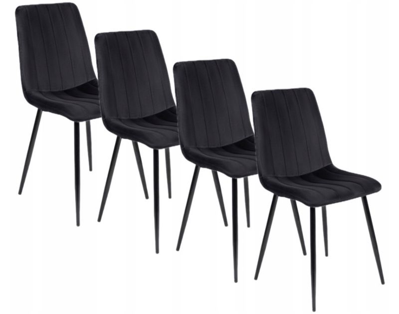 Zestaw Mebel Elite IBIS 4x Krzesło Tapicerowane Czarne Welurowe Nowoczesne Loft 1 kpl