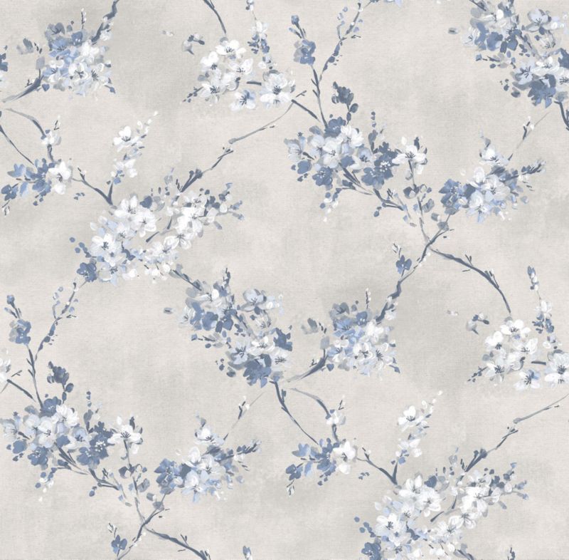 Tapeta Sanders & Sanders kwiaty szaro-niebieskim 53 cm x 10 m - 1 rol.