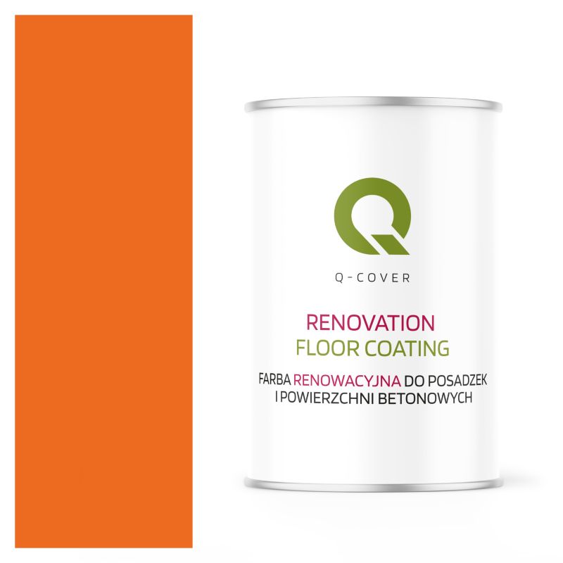 Farba Renowacyjna do Posadzek i Powierzchni Betonowych Q-Cover Jasnoczerwony Pomarańczowy RAL2008 Satyna 1L