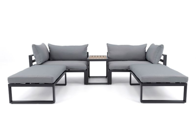 Zestaw mebli ogrodowych MebleMWM Santorini aluminium czarny poduszki szare 1 kpl.