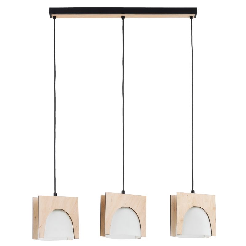 Lampa wisząca kwadratowe obramówki kloszy Alfa FERIO jasne drewno 3xE27x15W IP20 wym:90x17x72cm - 1 szt.