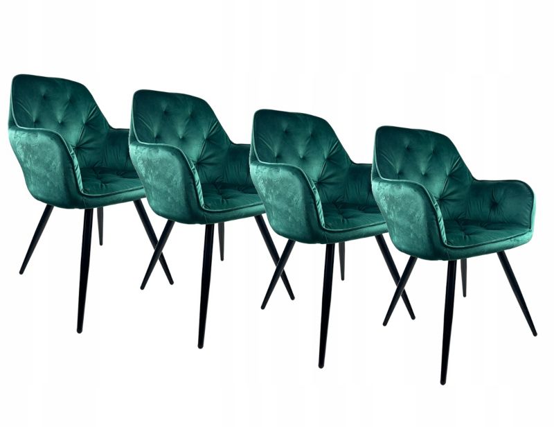 Krzesło DREWIK tapicerowane Domi welur zielone do kuchni jadalni i salonu kpl. 4 szt.