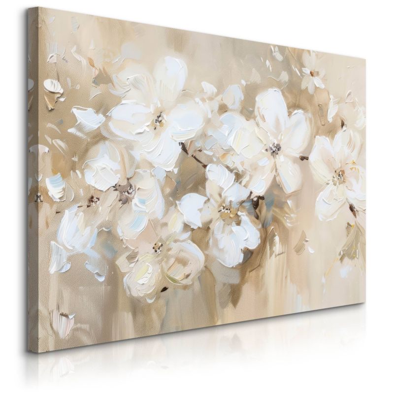 Obraz Muralo Białe Kwiaty Styl Vintage Malarstwo 100x70 cm 1 szt.