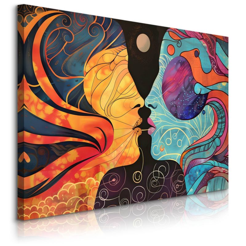 Obraz Muralo Do Salonu Sypialni Abstrakcja Twarze Styl Boho Ornamenty 120x80 cm 1 szt.