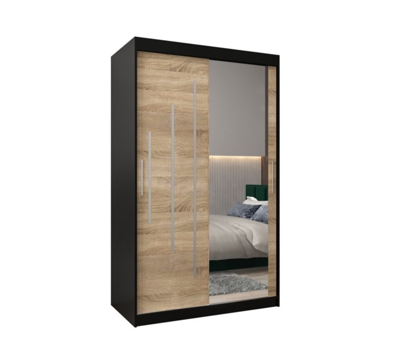 Szafa przesuwna Garderoba Abiks YORK 2 120 czarny/sonoma 1 szt.