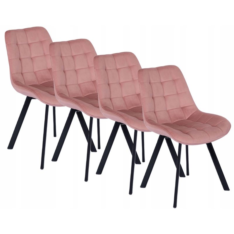Zestaw 4x Krzesło RICK Róż Mebel Elite Welur Do Salonu 1 kpl