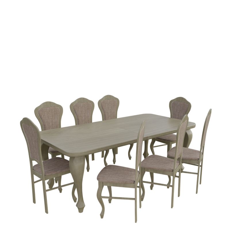Zestaw RO09 MIRJAN 24 Stół rozkładany S13 100x200/300 + 8 krzeseł K30 dąb sonoma + jasny brąz 1 kpl.