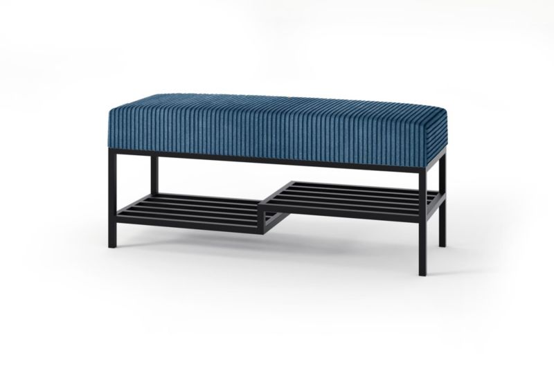 Ławka tapicerowana z półką Bettso Mello 80 cm w tkaninie poso na czarnym stelażu granatowy 1szt.