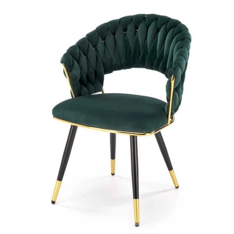 Krzesło Halmar tapicerowane K551 zielone/złote 1 szt