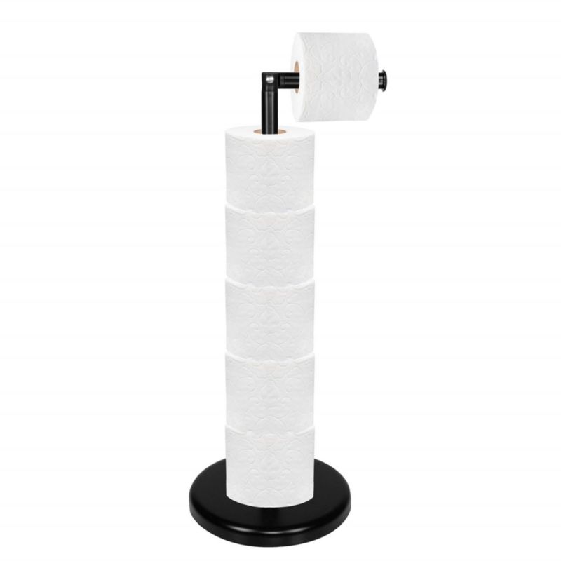 Uchwyt na papier toaletowy Springos stojący czarny 1 szt.