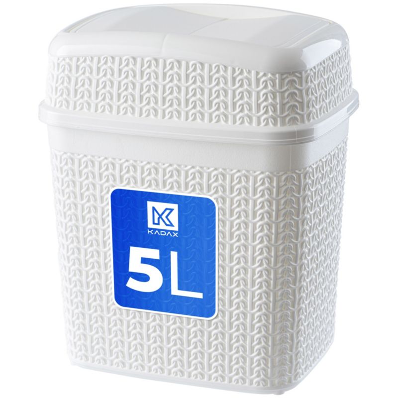 Kosz Na Śmieci KADAX Łazienkowy 5L Biały Do Łazienki Wc Śmietnik Uchylny Z Klapą 1 szt.