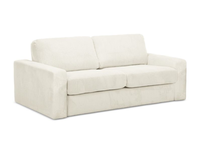 Kanapa 3-osobowa z funkcją spania LaMiaSofa COMO z tkaniny sztruksowej 195x100 cm jasny beż 1 szt.