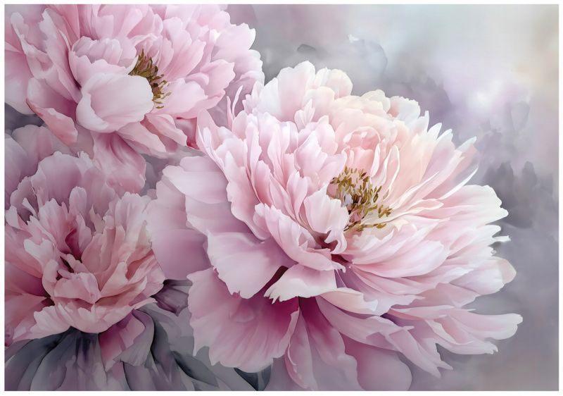 Fototapeta WALLARENA Do Sypialni Salonu Na Flizelinie Kwiaty Beton Piwonie Różowy 300x210 cm 16278VX6 1 szt.