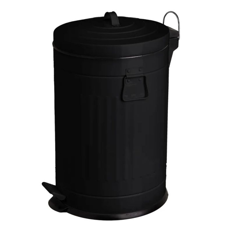Kosz na śmieci Retro HowHomely czarny stalowy 20 L 1 szt.