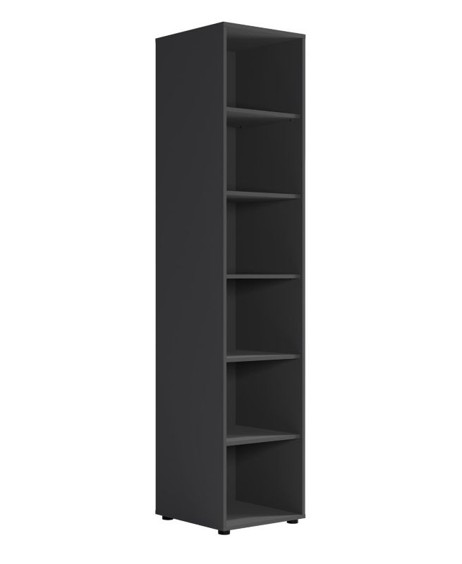 Regał na książki z półkami Bettso Maxivo wysoki do sypialni czarny 1szt.