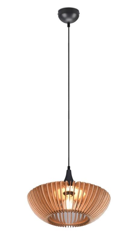 Lampa sufitowa wisząca Trio Colino 0277 czarna-jasne drewno 40 cm szerokości 1xE27 x 40W 1 szt.