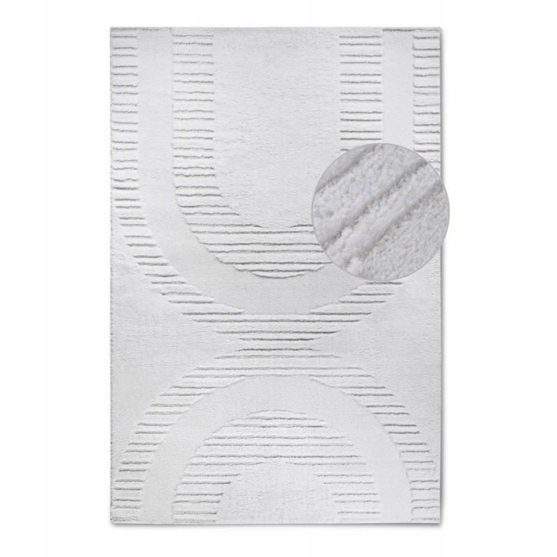 Dywan Elle Decoration pluszowy do salonu 80x120cm, kremowy nowoczesny wzór 3D 1 szt.