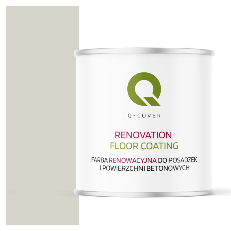 Farba Renowacyjna do Posadzek i Powierzchni Betonowych Q-Cover Biało-Szary RAL9002 Wysoki Połysk 2.5L